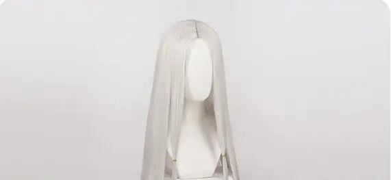 Perruque de Cosplay Synthétique Blanche et Argentée de 120cm, Longue avec Bonnet