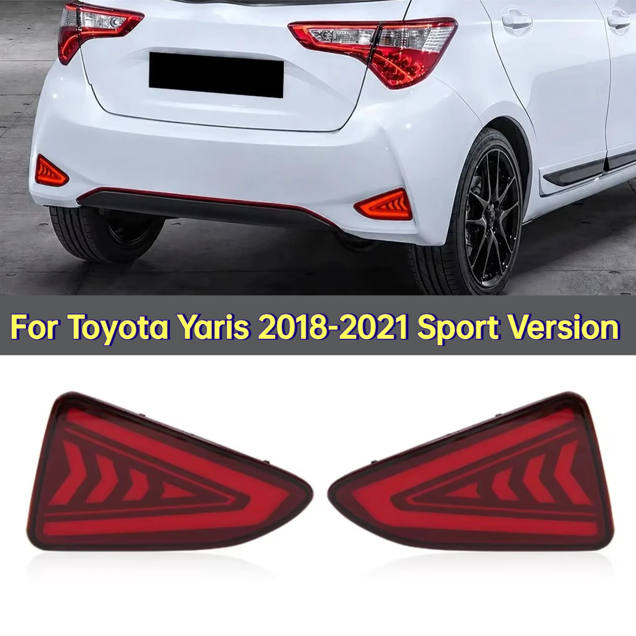 For Toyota Yaris 2018-2021 Sport Version Car Led Rear Bumper Light DRL Dynamic Turn Signal Light Driving Brake Light Modified