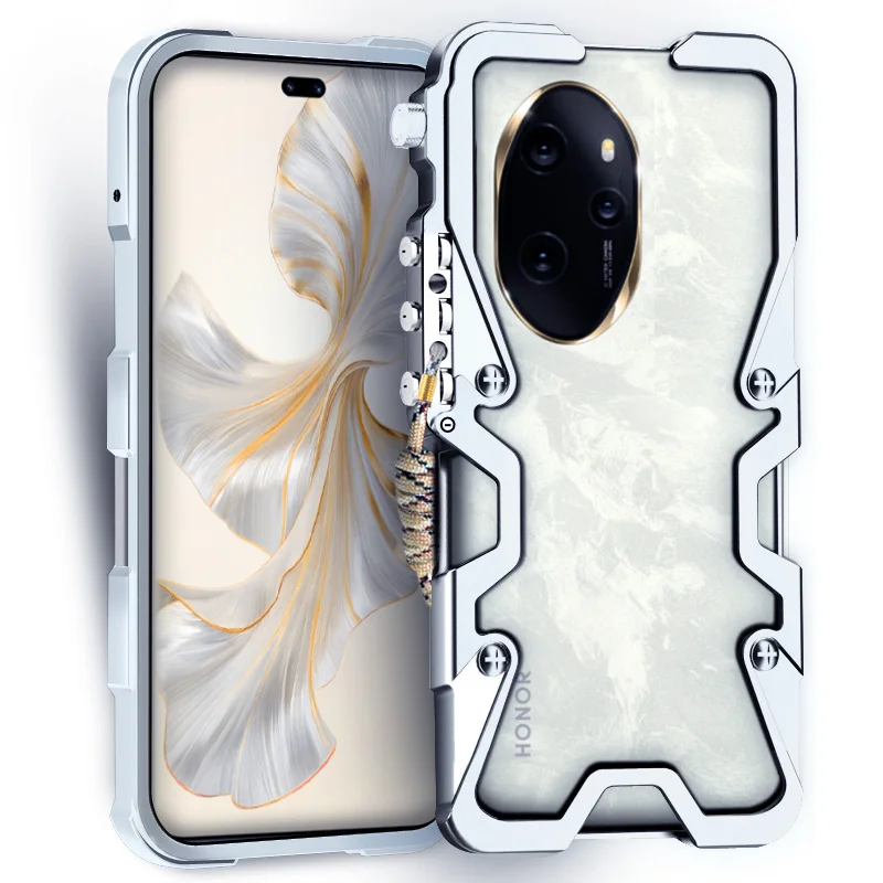 

Luxury Armor Metal Aluminum Phone Cases Bumper For Honor100 Honor 100 Pro Cover Mechanical Purely Handmade Skull Case