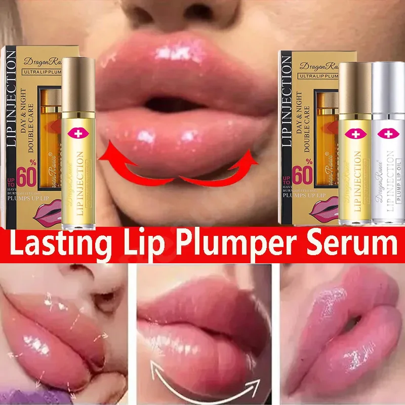 Duradoura Volumising Lip Plumper Serum, Elasticidade Instantânea Plumping, Óleos Gloss, Reduzir Linhas Finas, Hidratante, Sexy Lip Care