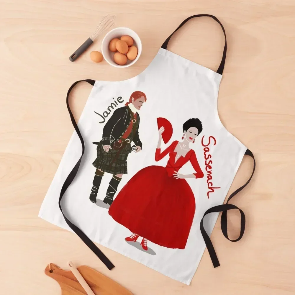 

Sassenach and Jamie Fraser, Outlander Apron Kitchen Items For Home for women halloween chef for man Bib Kitchen Apron