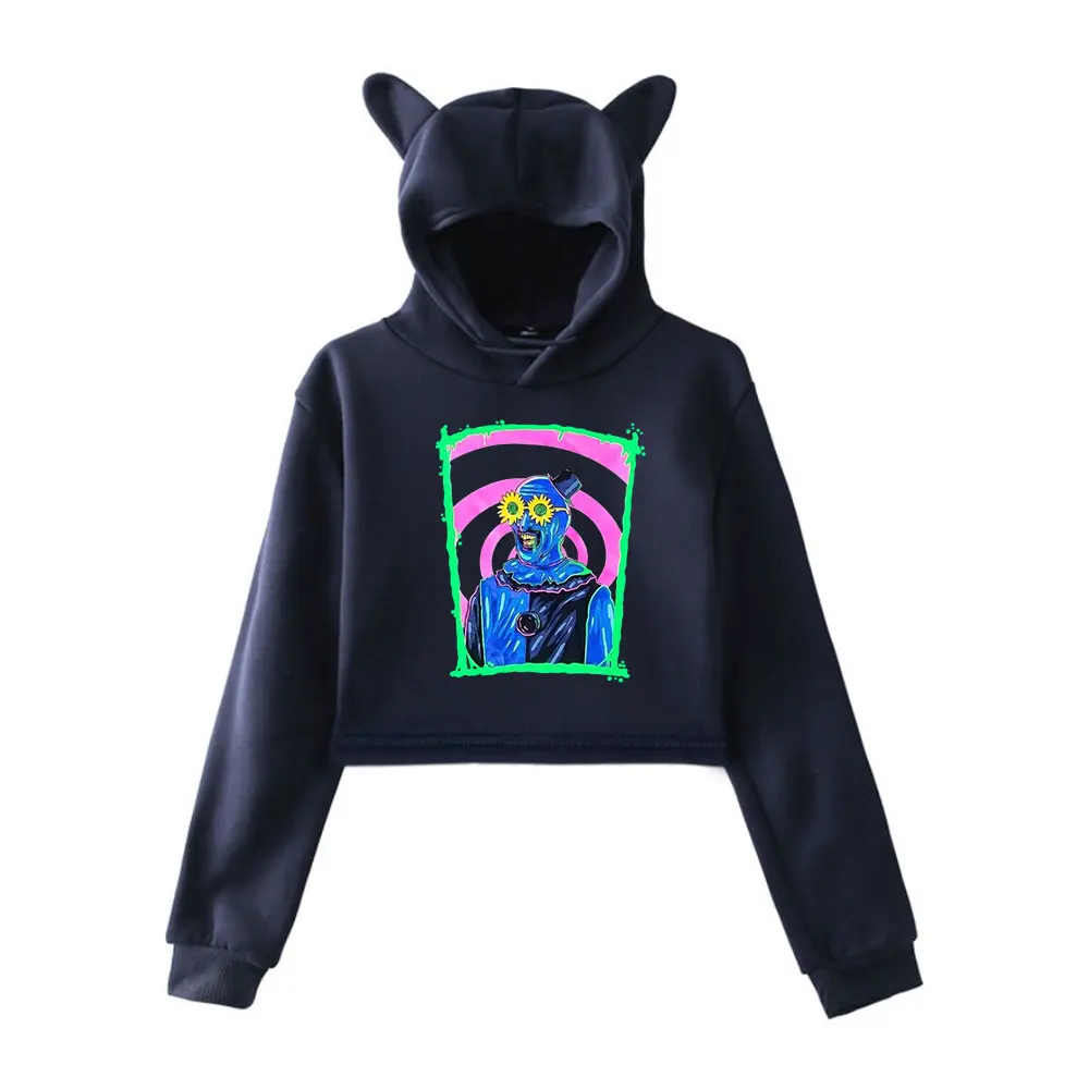 Terrifier Art the Clown Hoodie Vintage 90s Merch Hoodies Sweatshirt for Girls Cat Ear Crop Pullover