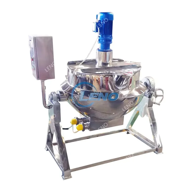 Stainless steel gas steam electrical cream jacketed pot heating mixing industrial  cooking jacket kettle