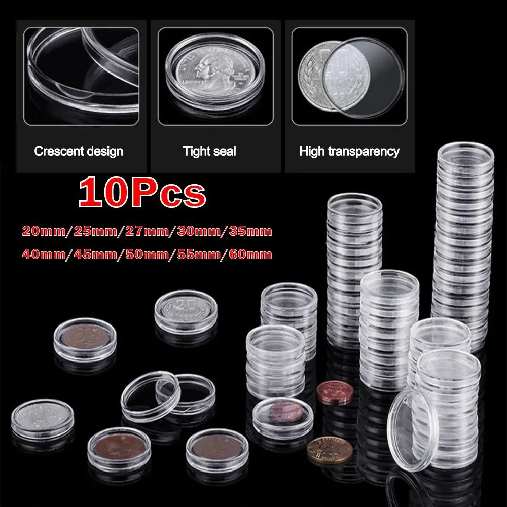 Coin Collecting Box Clear Coinning Capsules Plastic Coin Case Capsules Storage Home