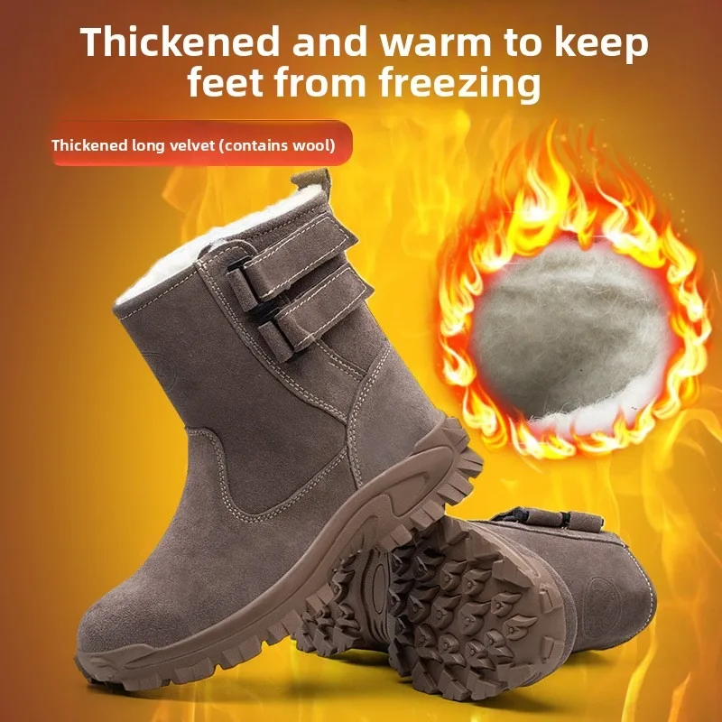

High End Men's Safety Boots Comfortable Warm Winter BootsAnti Slip and Durable Work Boots Sturdy Anti Smashing Protective Boots