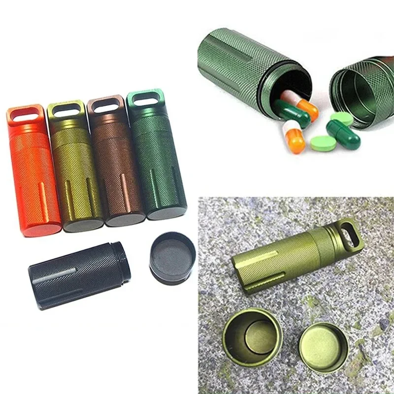 Aluminum EDC Survival Kit Waterproof Seal Bottle Capsule/Pill Airtight Case Outdoor Tools Capsule Holder Storage Container Tool