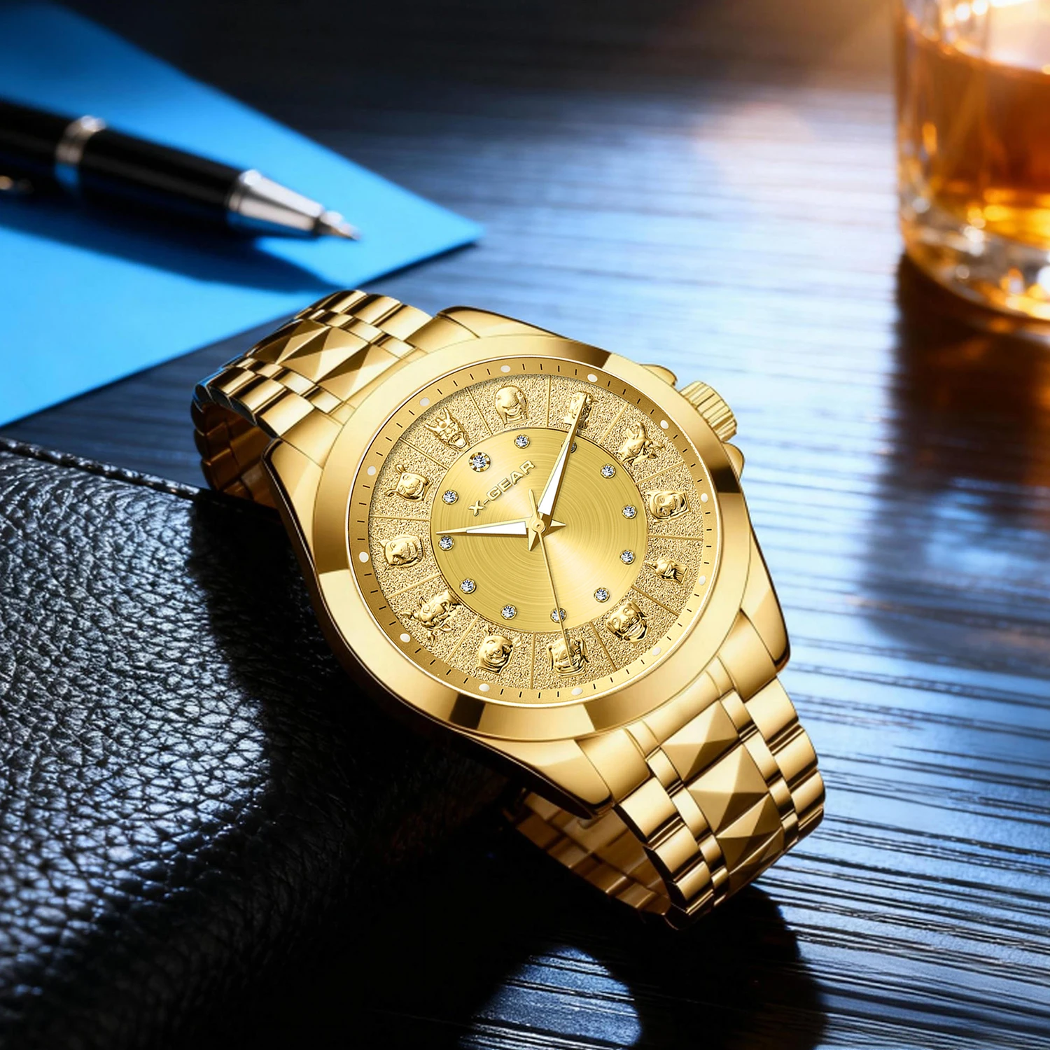 

Роскошные мужские деловые часы с ремешком из нержавеющей стали, водонепроницаемые светящиеся наручные часы с механическим механизмом, подарок