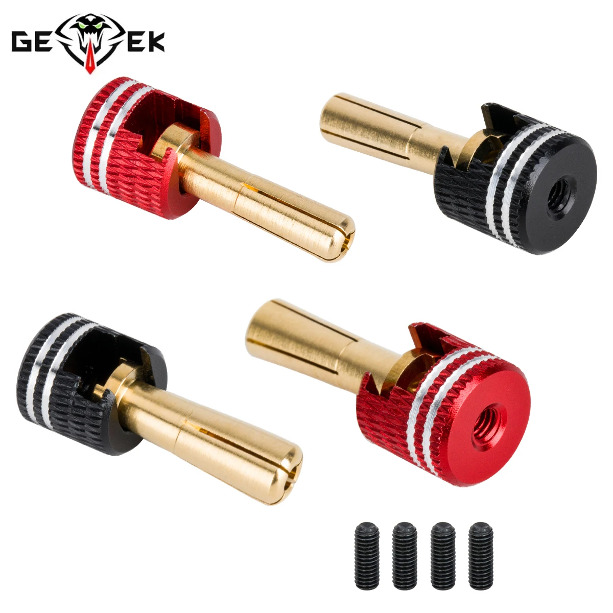 2Pcs Welding-free Hard shell Metal Heatsink Bullet Plugs 4mm/5mm Set for RC Car LowPro Bullet Plugs High Temp Resistance JJ3770