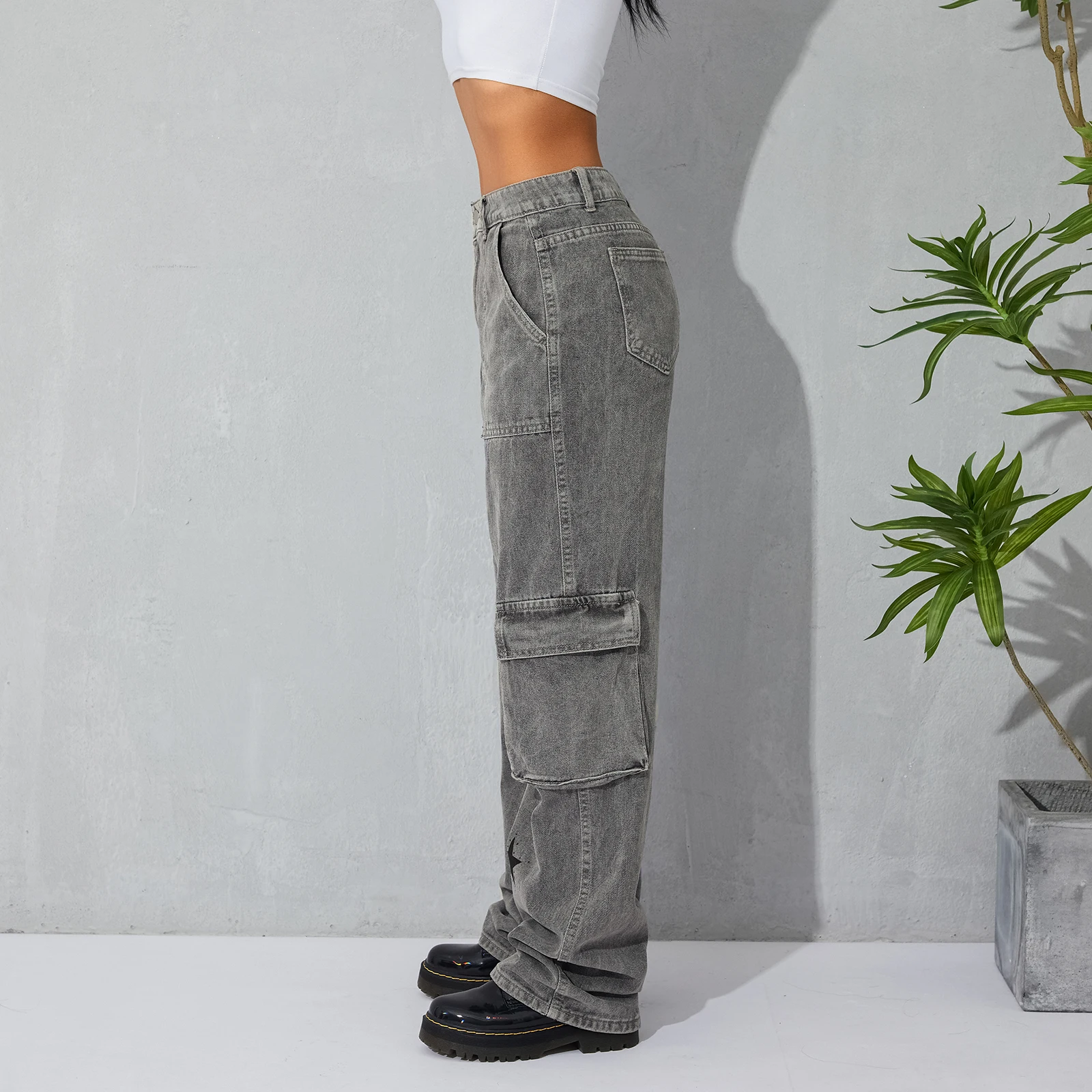 Pantalones Cargo Vintage para mujer, pantalón informal de cintura baja, Estrella Retro de los años 90, multibolsillos, Y2k, ropa estética Grunge, ropa de calle de moda