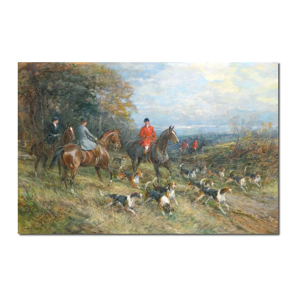 Horses Dogs Riders Canvas Art Handmade Heywood Hardy Painting Fox Hunting Artwork Hotel Club Classical Room Decor High Quality