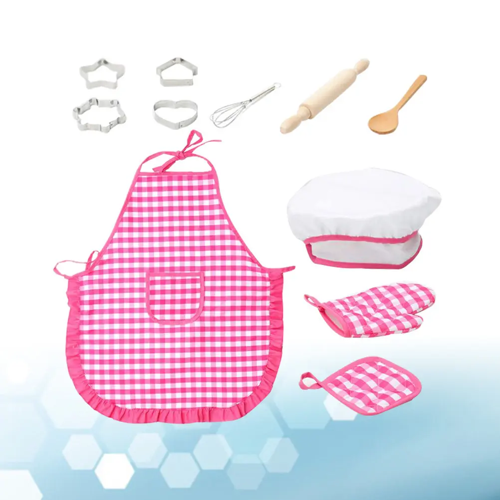 

Kids Chef Set Food-Grade Cooking Baking Kit with Apron Hat Costume Cookie Cutters Role Play Kitchen Activity Set for Girls Ages