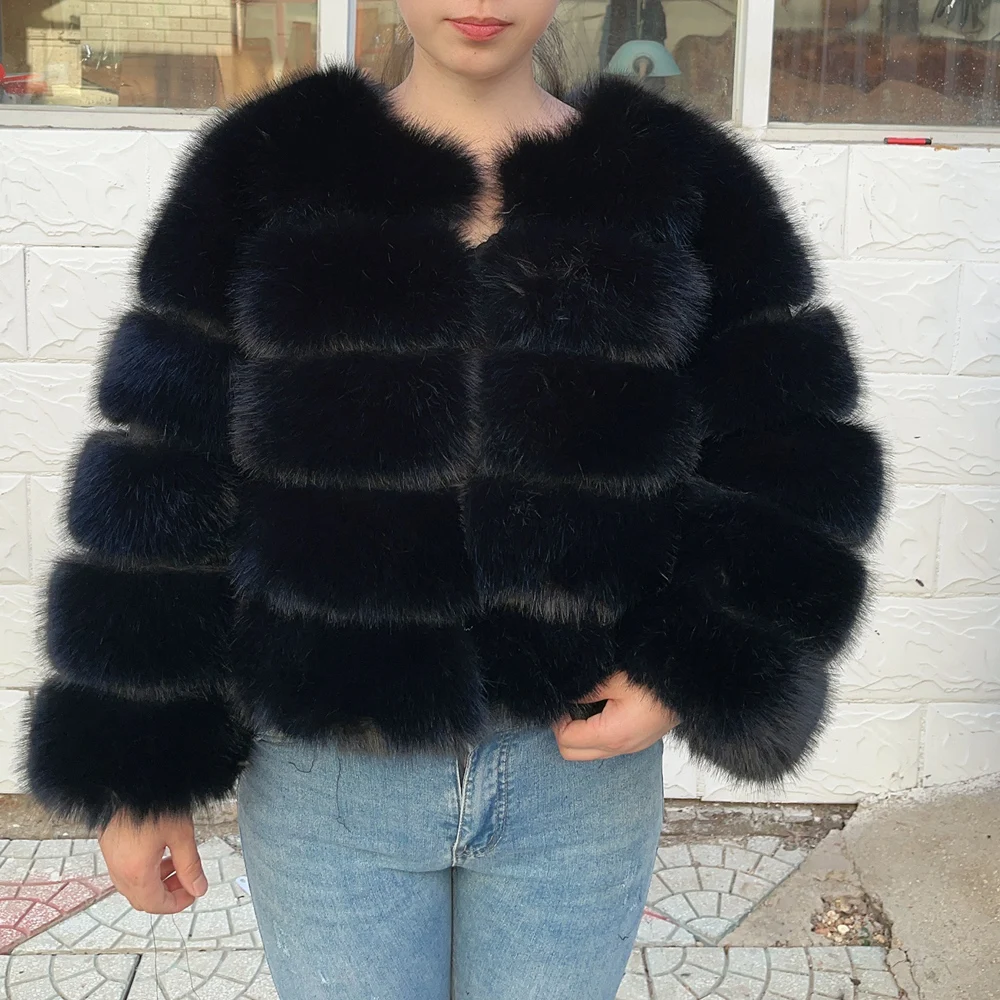 Płaszcz ze sztucznego futra 2025 Wysokiej jakości wielokolorowa zimowa moda Krótka kurtka damska Ciepła jesienna nowa plus size 5XL Ladies