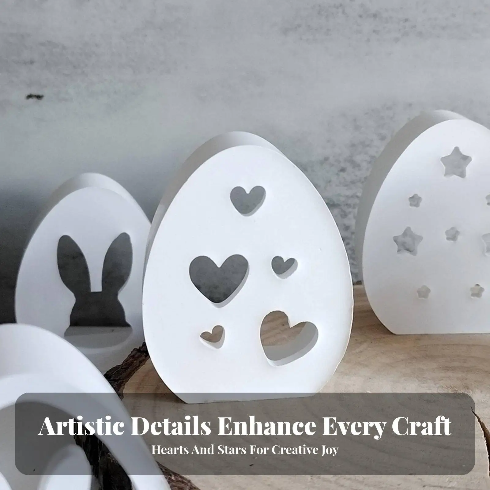 Silicone Easter Mold Premium Flexible Tray 6 Cavity Resin Form for Layered Eggs Bunny Heart Star Patterns DIY Gifts - view 3