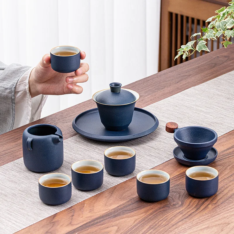 Ru Kiln Gift Box Coarse Pottery Fu Office Use Cup Kung Fu Tea Small Set