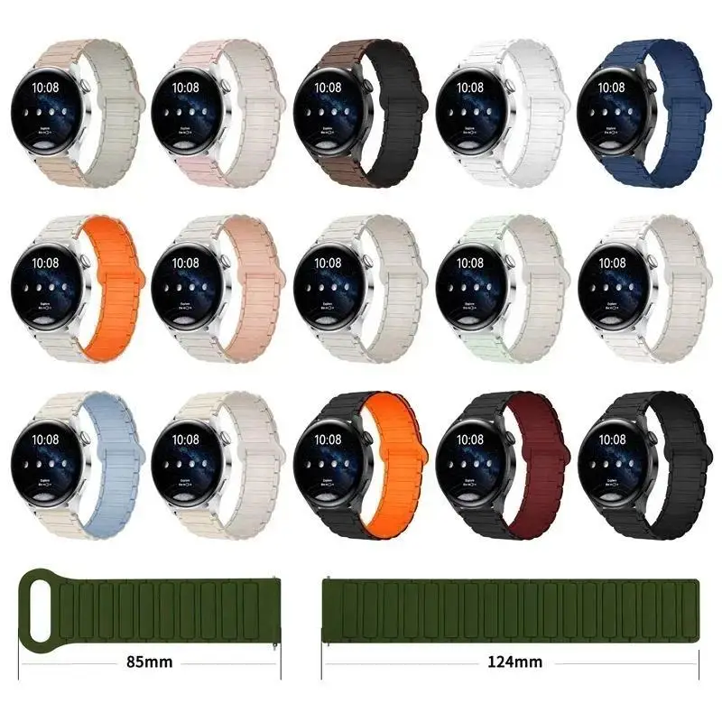 18mm 20mm 22mm Silicone Magnetic Band for Huawei Watch GT6/5 41mm GT6/5Pro GT3 46mm Sport Strap for Samsung Galaxy Watch 7 6 5 4