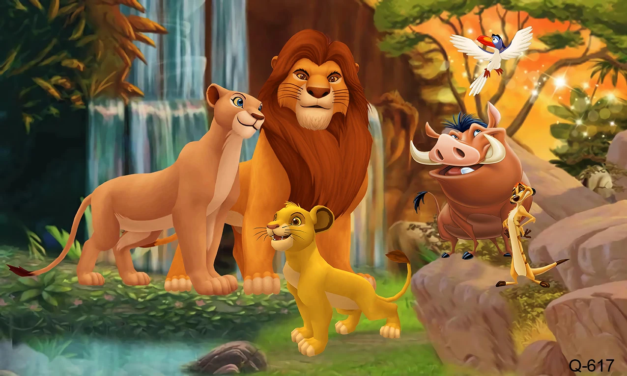The Lion King Backdrop Boy Birthday Party Decoration 1 Year Tropical Jungle Simba Background Baby Shower Photo Studio Banner