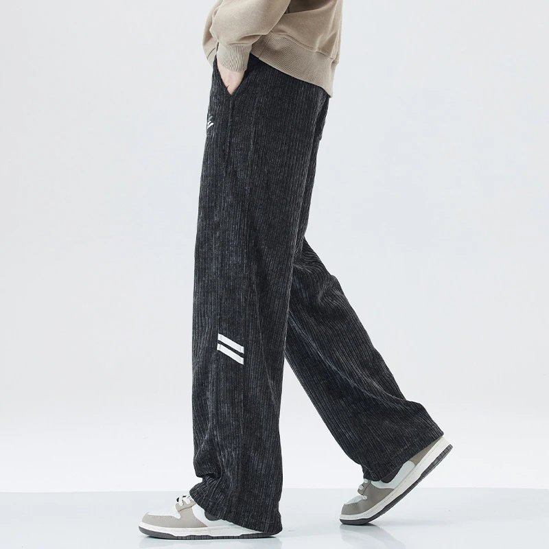 2024 Men's Long Pants with Vertical Striped Design for Casual and Sports