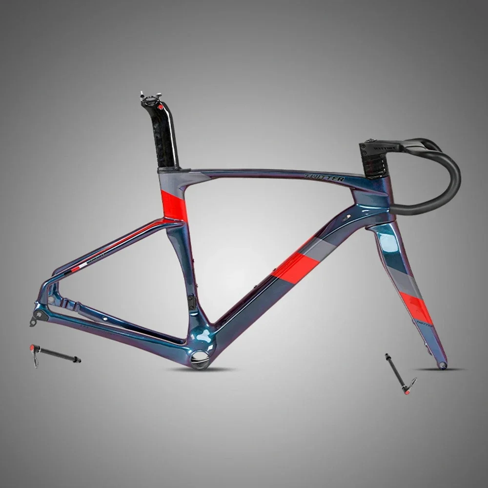 

TWITTER CYCLONE holographic color aviation T900 carbon fiber road frame disc brake 12*142mm XC level All hidden inner routing