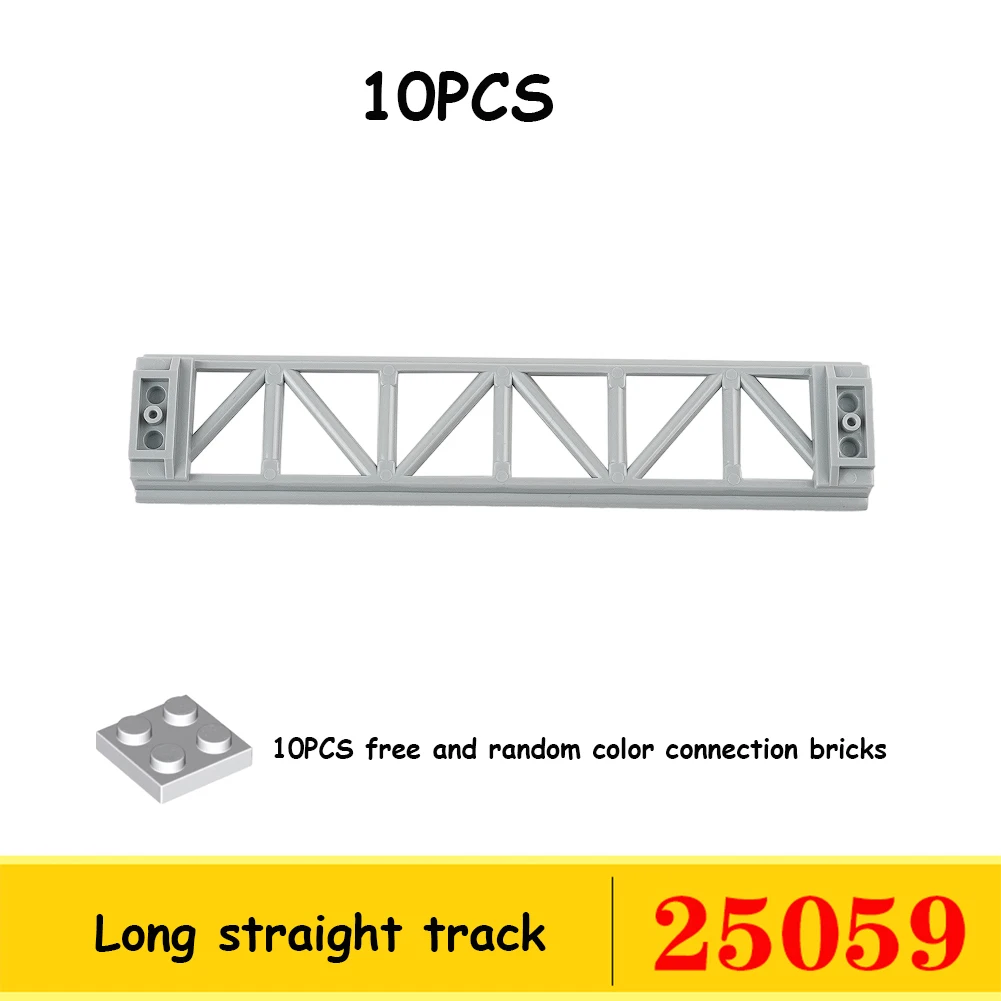 10 x Achterbahn-Schienenschienen, kleine Partikel, technische Teile, MOC-Baustein, kompatibel mit Legoeds 25061, 26559, 26560, 260