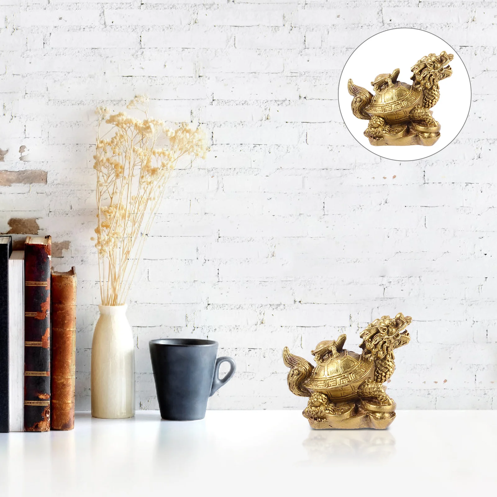 

1Pcs Dragon Turtle Resin Adornment Feng Shui Statue Prosperity Wealth Home Decor Dragon Turtle Ornament Resin Crafts