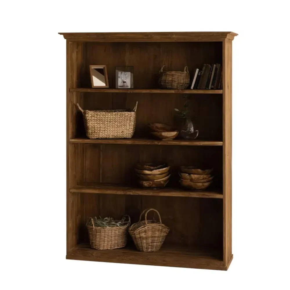 

Solid wood bookshelf home study floor rack retro simple screen partition cabinet