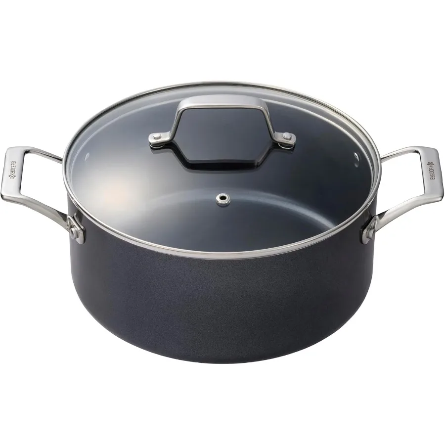 

Ceramic Cooking Pot with Ceramic NonStick Coating 24 cm PFAS PTFE Free Stainless Steel Handles Suitable for All Hob Types Inclu