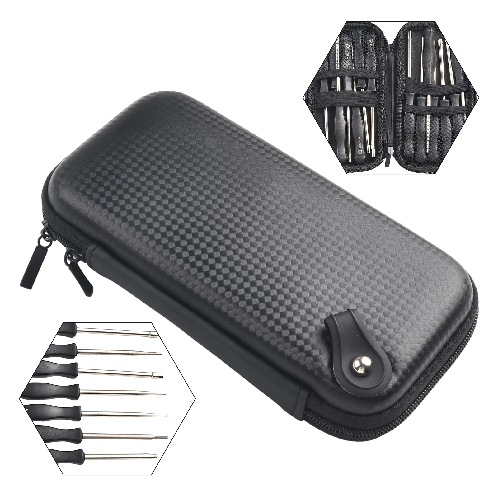 

Stainless Steel Carburetor Adjustment Kit 14pc with 21-Tooth Splined 7-Tooth Splined Single D Double D Hex and Six-Star Tips