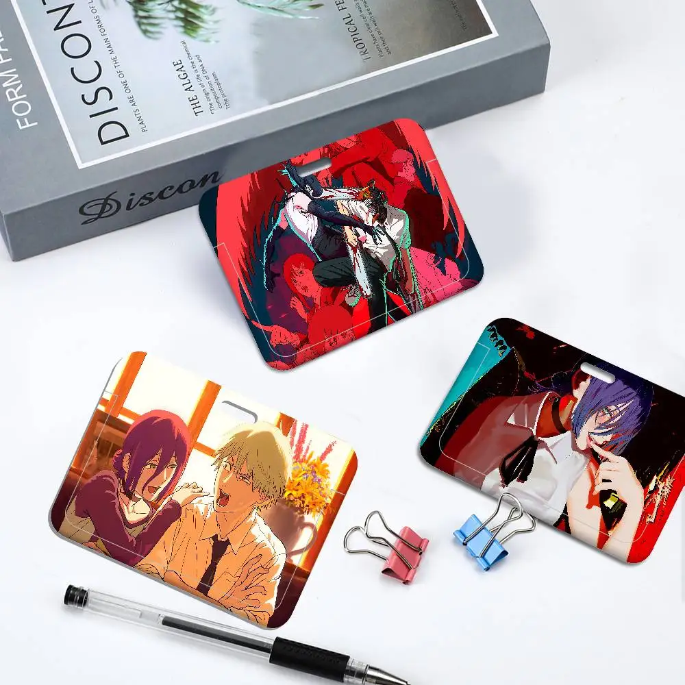 Beliebtes Anime-Film C-Chainsaw M-Man Reze Arc Work Kartenetui für Ausstellungs-ID-Karten, Lanyard-Ausweishalter, Passkartenhalter