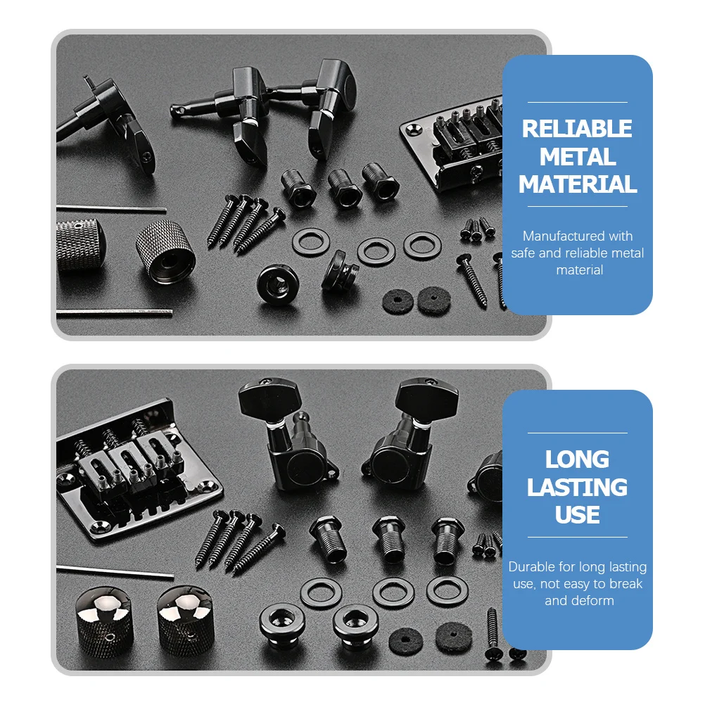

1Set Three String Guitar Bridge Accessories Kit with Vintage Saddle Bridge Tuning Peg Control Knob Strap Locks for 3-Stringed