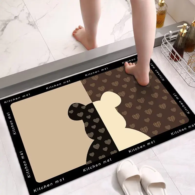 Kieselalgen-Schlamm-Badezimmer-Bodenmatte, rutschfeste Matte für die Eingangstür im Badezimmer, Bodenmatte für den Haushalt, schnell trocknende Leave-in-Küchenmatte