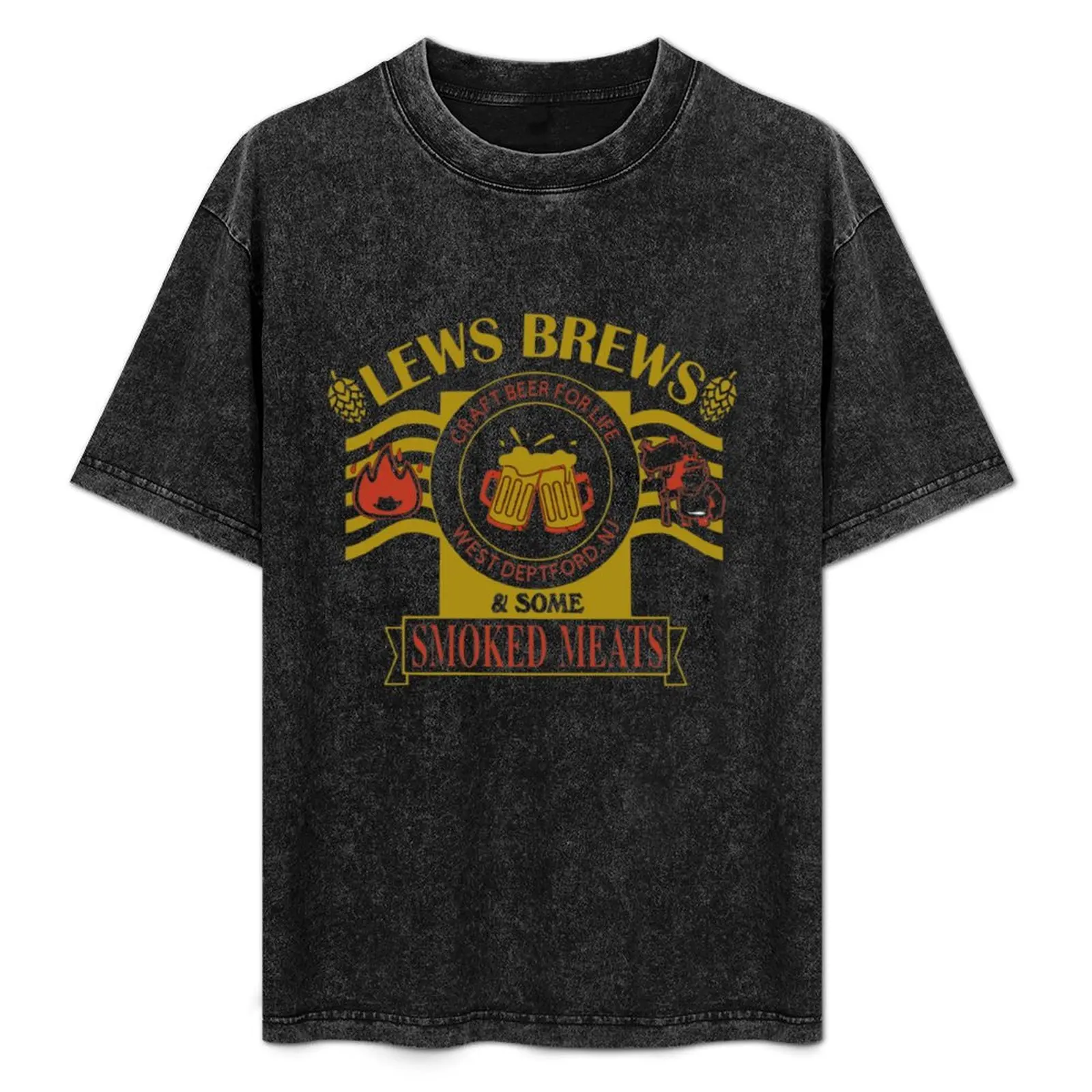 LEWS BREWS and some SMOKED Meats - Craft Beer...For Life T-Shirt plus size tops Aesthetic clothing T-shirts for men cotton