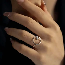 Simple Geometric Zirconia Ring Personality Circle CZ Vintage Open Ring for Women Fashion Temperament Women's Wedding Accessories
