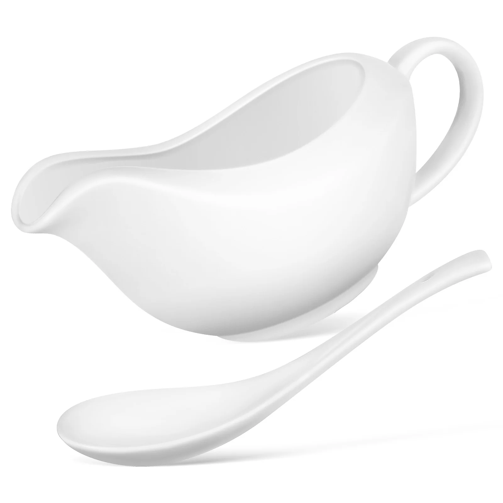 

Ceramic Gravy Boat with Ladle for Steak Sauce Serving Dishes Gravy Bowl with Spout Heat Resistant Elegant Sauce Container