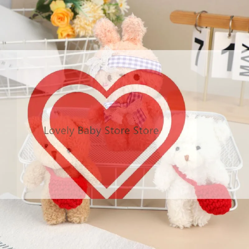 【BS】Cute Fluffy Bear Rabbit Plush Keychain Cartoon Plush Doll Keyring Bag Backpack Pendant Decoration Couple Key Holder Gifts