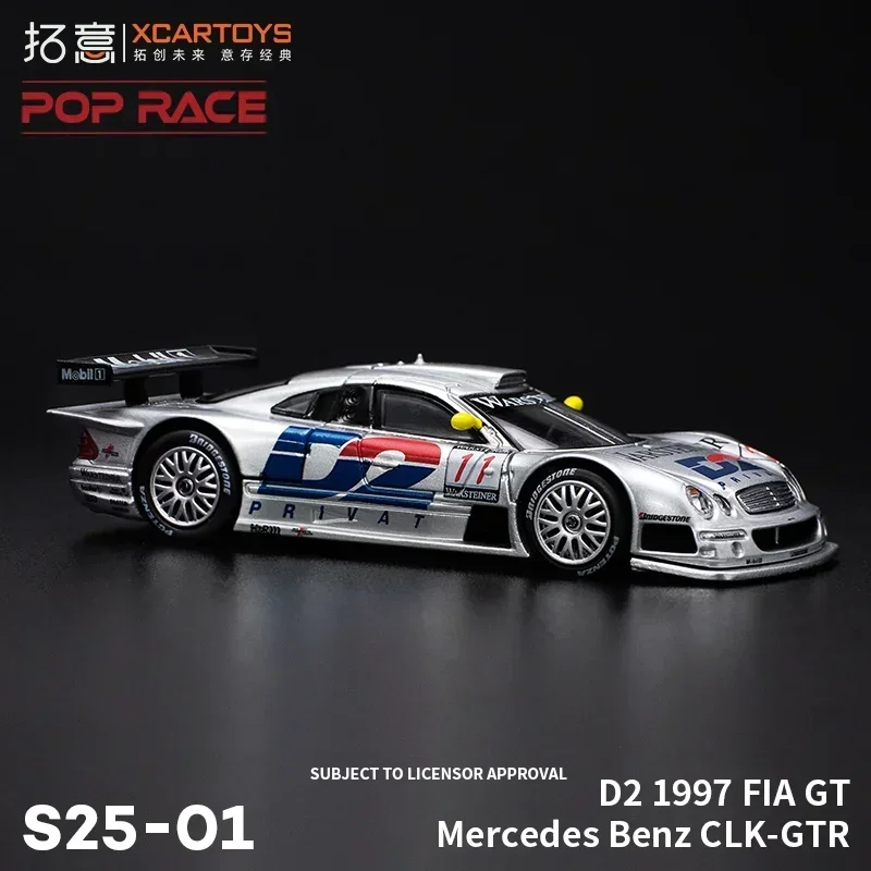 1:64 Xcartoys POP RACE Mercedes Benz CLK-GTR D2 1997 FIA GT Silver SKYLINE GT-R Alloy Diecast Model Car Collection Christmas