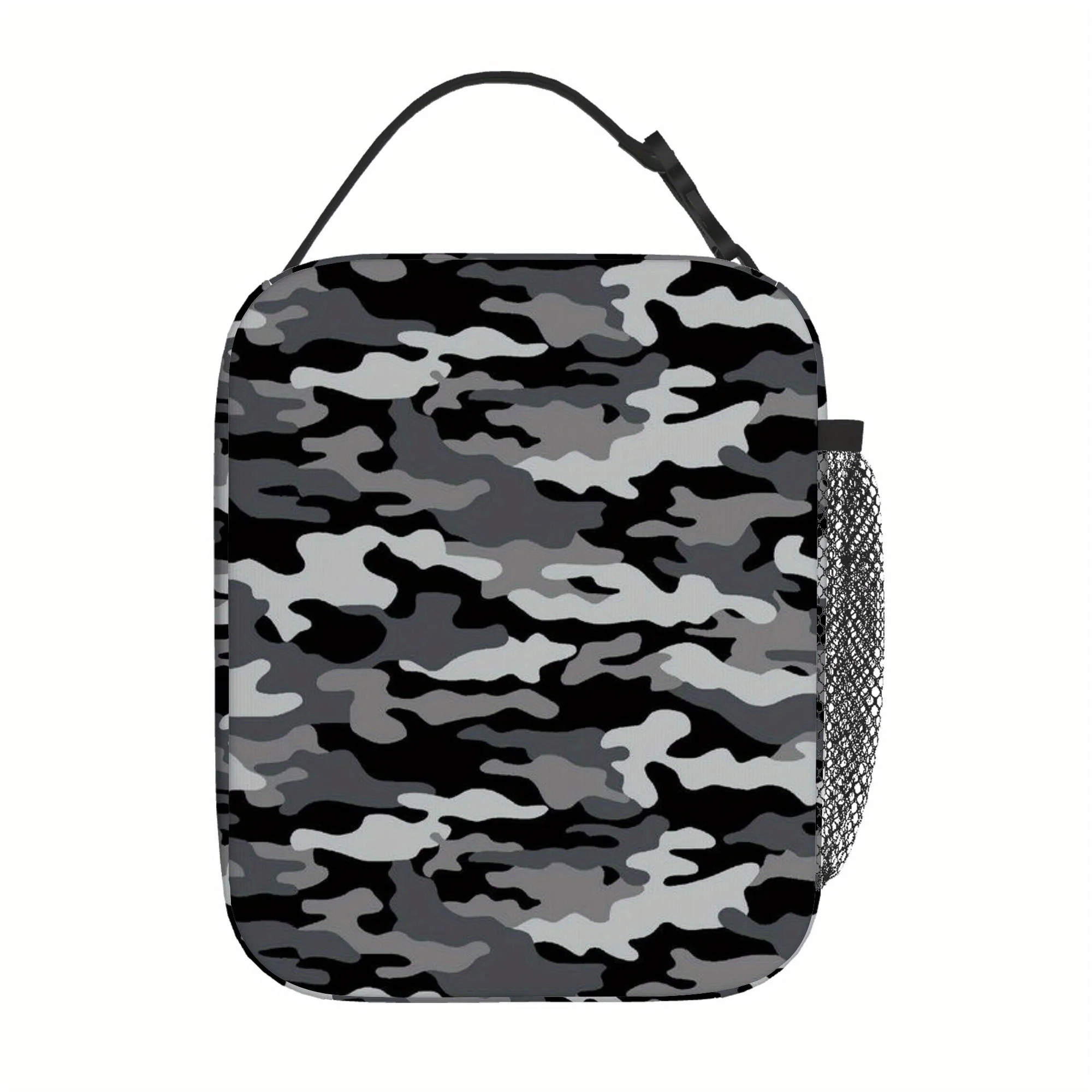 1pc, Featuring a Camouflage Design in Gray Tones. This Printed Thermal Bag Is Insulated And Not Intended for Direct Food Contact