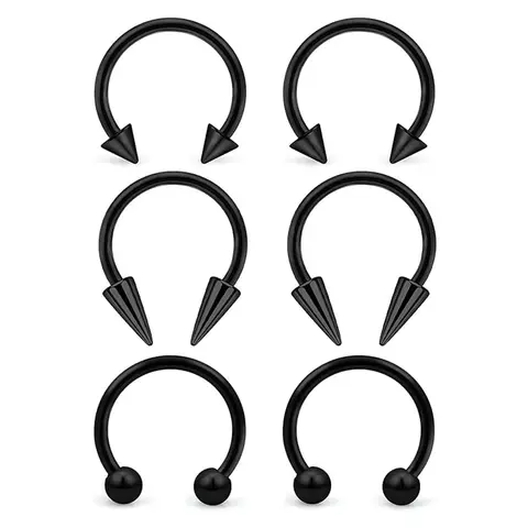 पीस सेप्टम रिंग 16G सर्जिकल स्टील स्नेक बाइट ज्वेलरी लंबी स्पाइक हॉर्सशू लिप स्माइली पियर्सिंग ज्वेलरी महिलाओं पुरुषों के लिए 8mm 10mm 10 best sales स्माइली पियर्सिंग आभूषण - №6