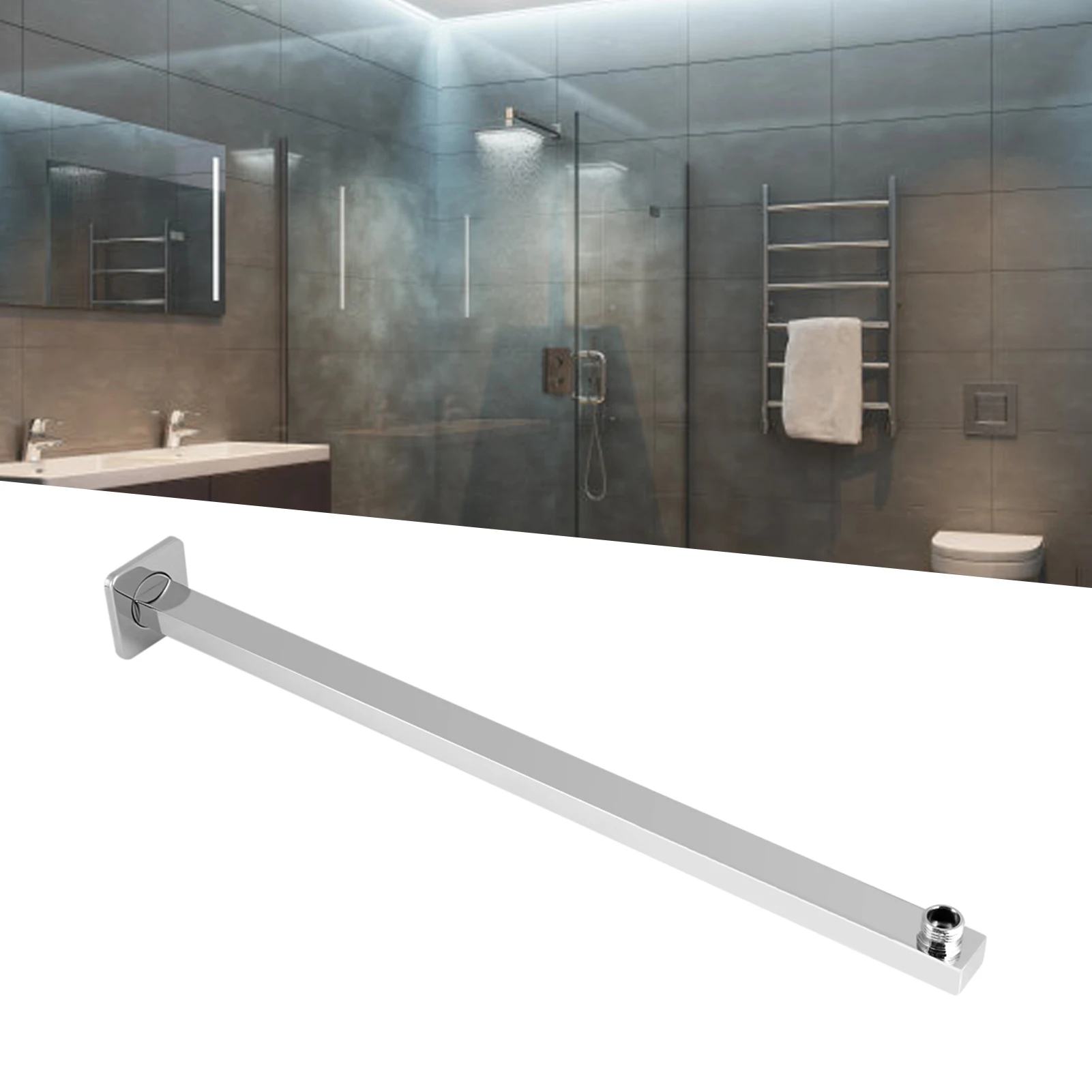 60cm Wall Mounted Shower Extension Arm  Stainless Steel Bathroom Accessories
