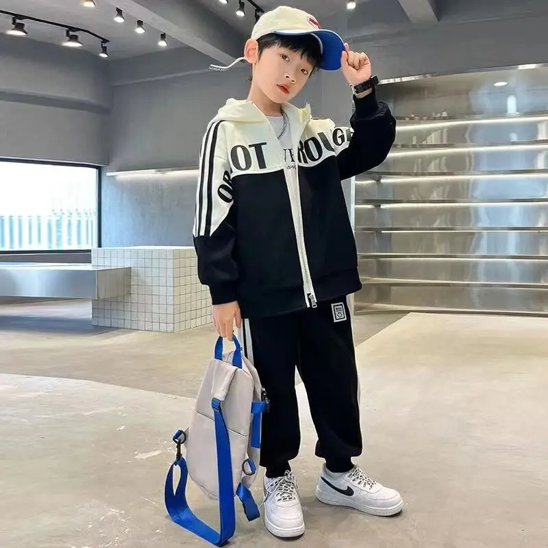 

Boys' Clothes Sets Jacket +Pants 2PCS/Set Cotton Thread Spring Autumn Outfits Sportswear Suit Children Clothing 4 6 8 10 12 15Y