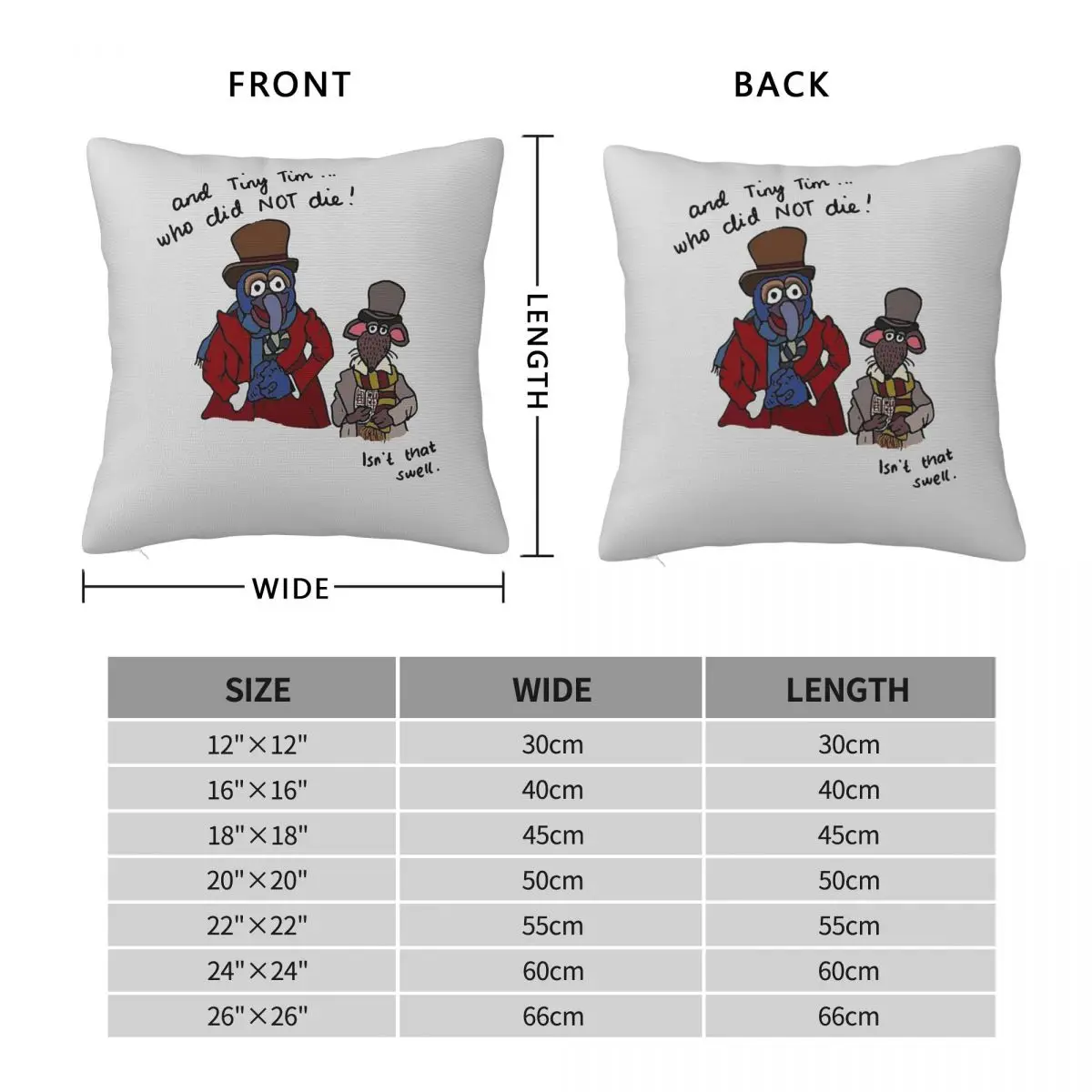 Tiny Tim Who Did Not Die Muppet Christmas Carol Square Pillowcase Polyester Linen Velvet Printed Decor Pillow Case Sofa Cushion