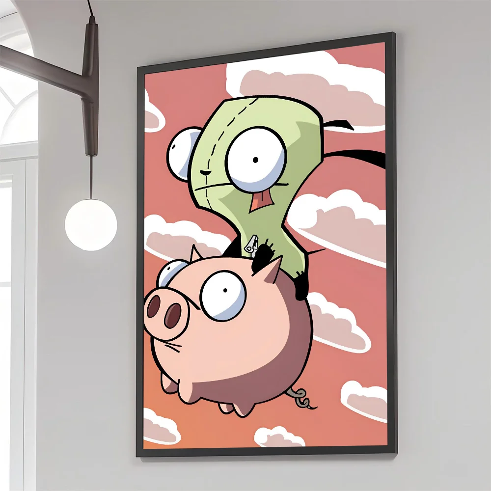 1PC Cartoon Invader Zim Poster Movie Sticky Posters Retro Kraft Paper Sticker DIY Room Bar Cafe Aesthetic Art Wall Painting