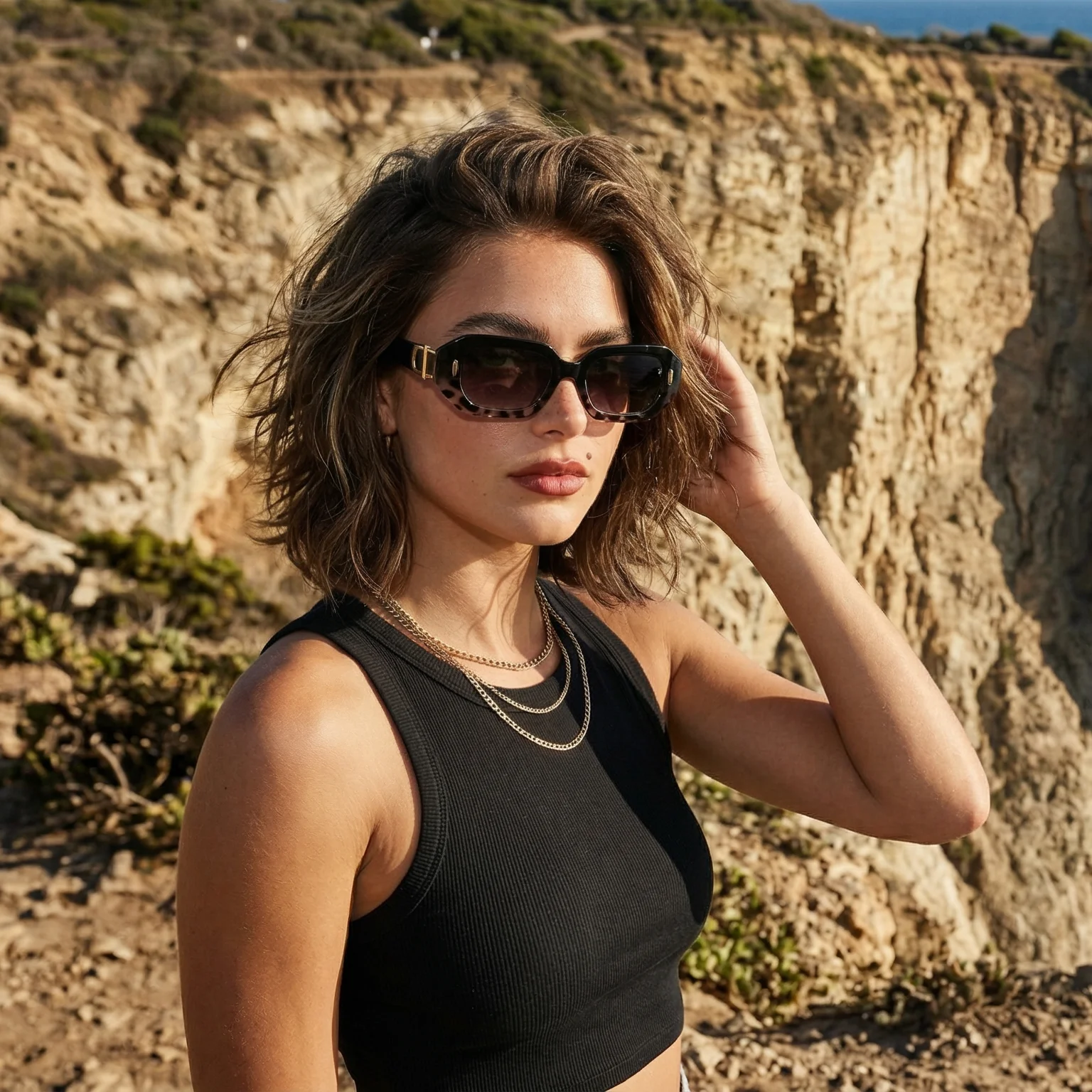 Vintage Kleine Quadratische Sonnenbrille für Damen Luxus Designer Dickrahmige Rechteckige Sonnenbrille Y2K Farbverlauf Gläser