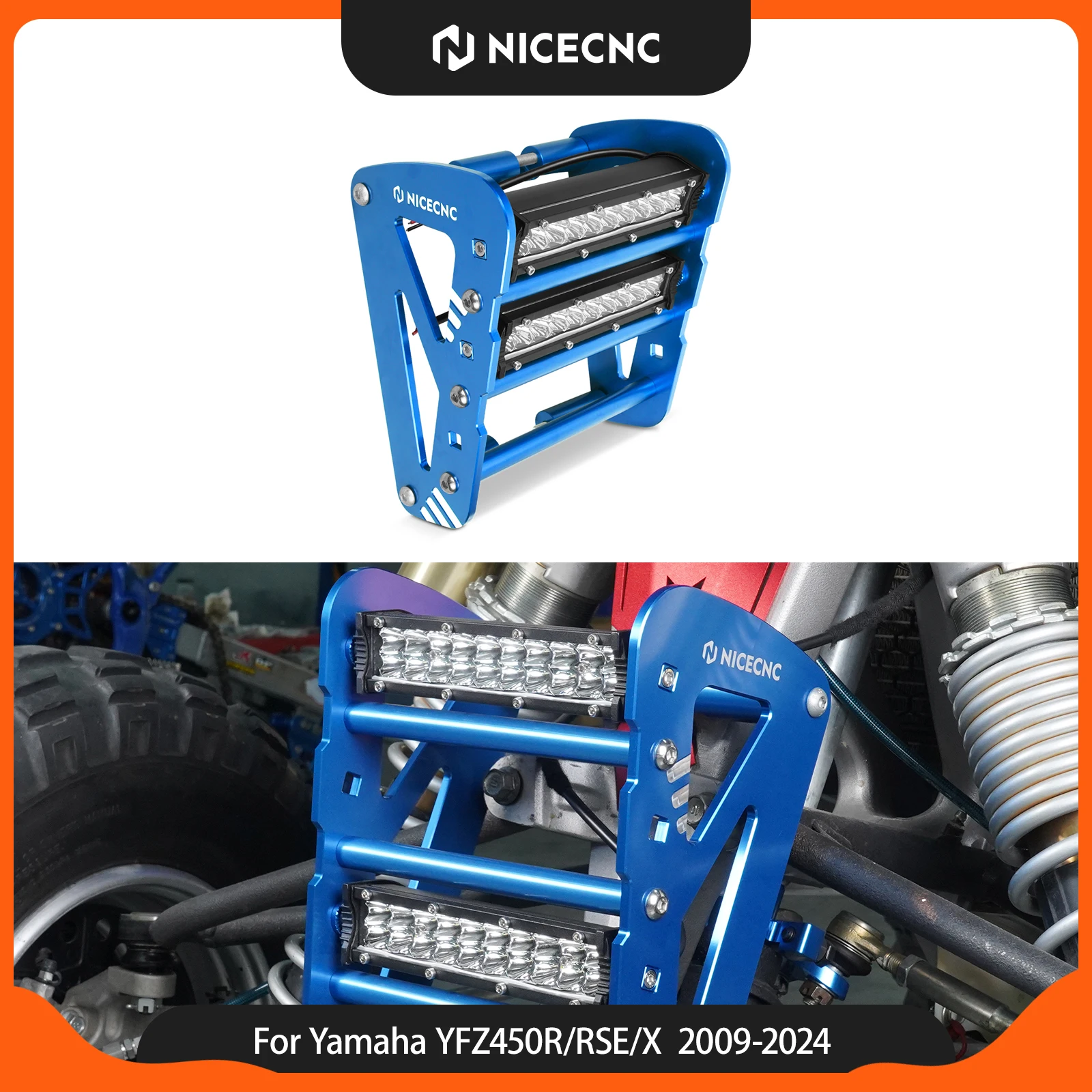 NICECNC Front Bumper with LED Lights For Yamaha YFZ450X YFZ450R YFZ450RSE 2009-2024 60W LED Lights ATV Accessories Superbright