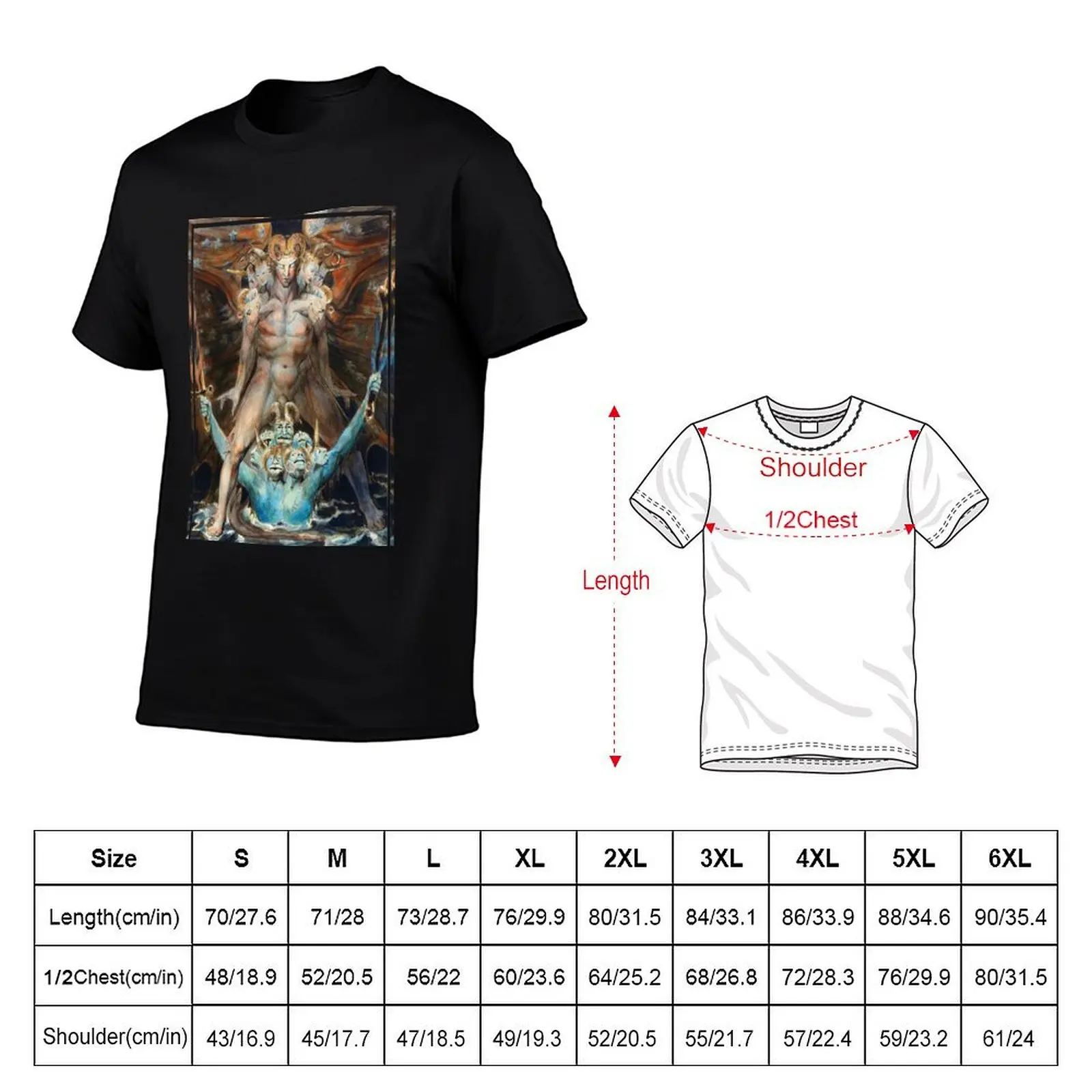 The Great Red Dragon and the Beast from the Sea by William Blake T-Shirt Work Outdoor Short Sleeve Tee