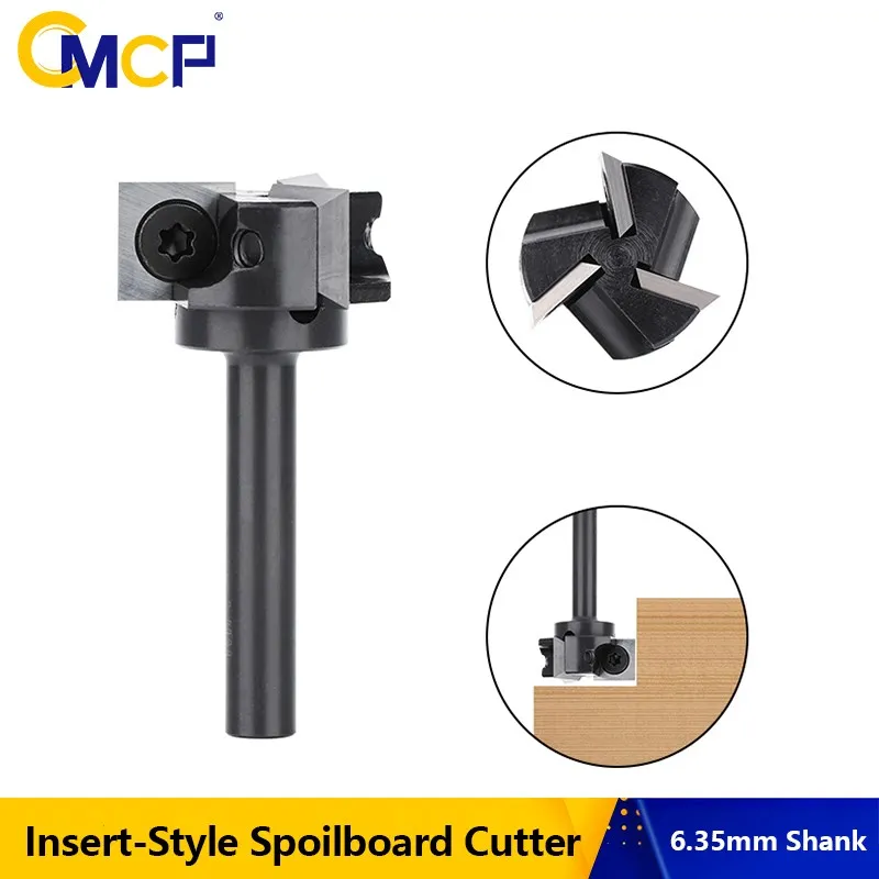 

CMCP 3-Flute Spoilboard Surfacing Router Bit 1/4 Shank Wood Planer Bit with Carbide Insert Slab,Wood Milling Cutter