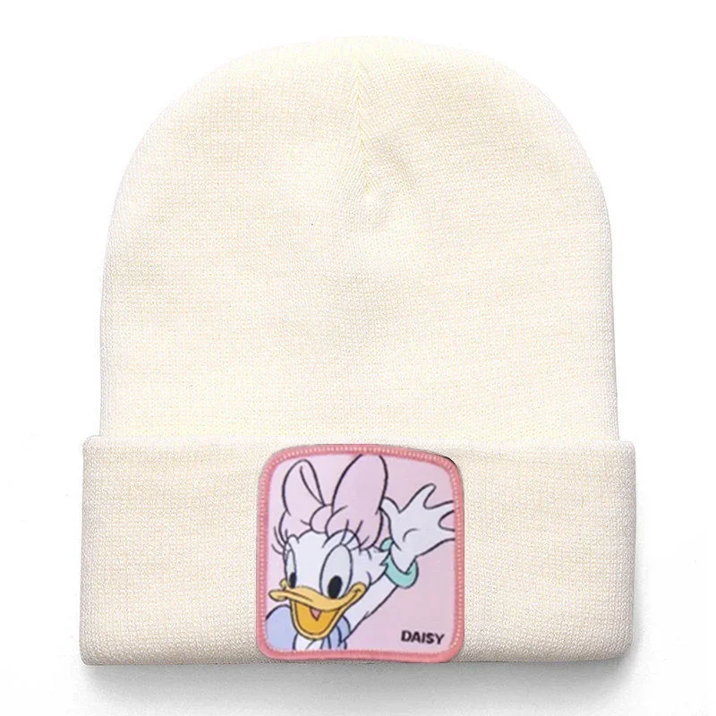 Disney Mickey Donald Beanie Wysokiej jakości bawełniane czapki codzienne dla mężczyzn Kobiety Ciepła dzianinowa czapka zimowa Moda Solidna czapka