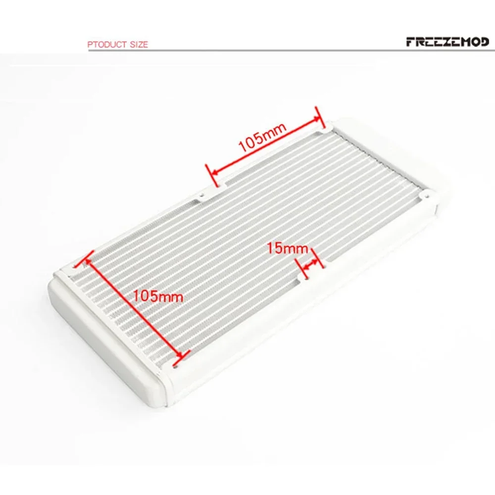 FREEZEMOD Radiatore in alluminio da 240 mm 18 pezzi Tubo G1/4 Interfaccia filettata Dissipazione del calore bianca e raffreddamento ad acqua per PC MOD SR-LPZJ240