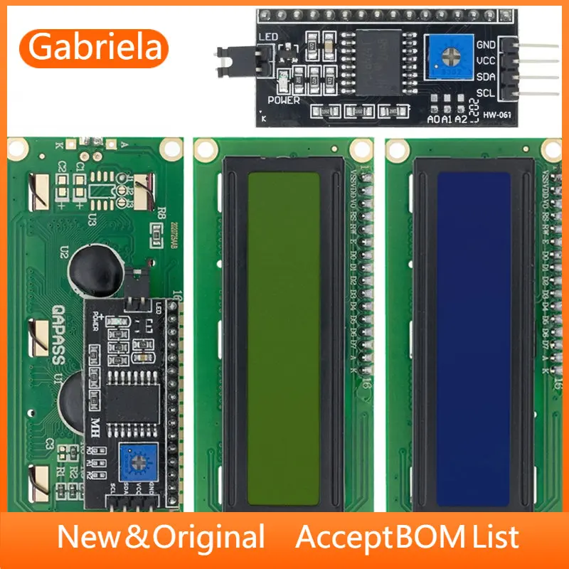 

ЖК-дисплей LCD1602 для arduino, 1602 дюйма, 16x2 знака, PCF8574T, PCF8574, интерфейс IIC I2C, 5 В