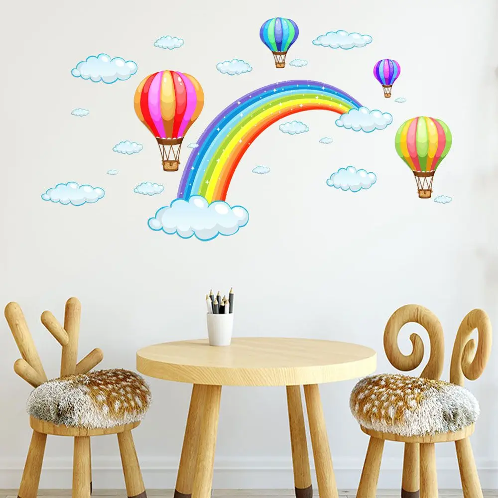 

DIY Cartoon Large Cloud Rainbow Pattern For Kids Room Self Adhesive Removable Decal Mural Decal Wall Sticker Home Decoration