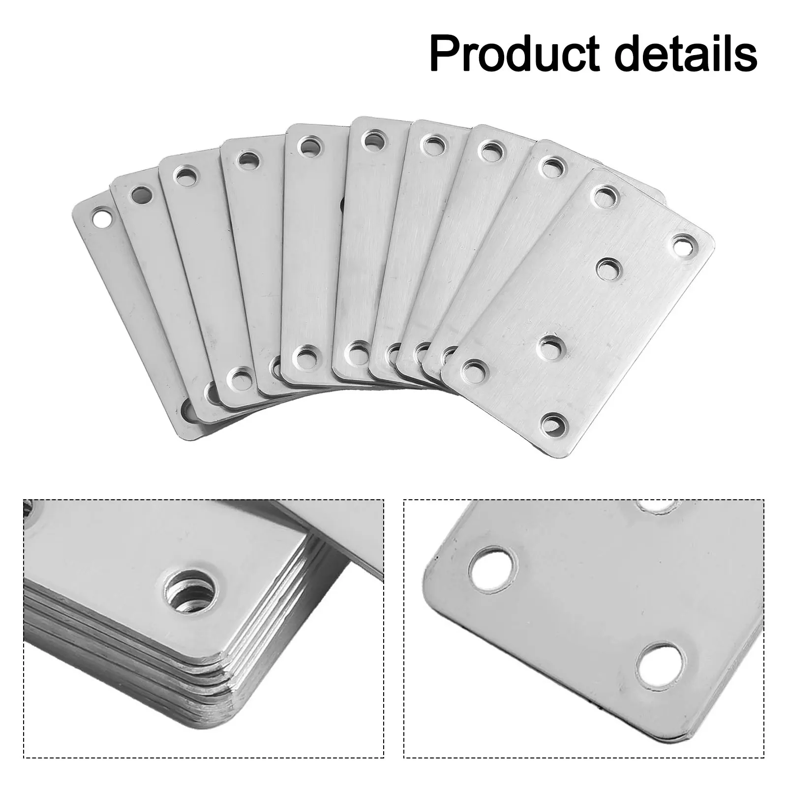 10pcs Stainless Steel Angle Code Fixing Bracket Straight Four Hole Fixed Angle Bracket For Cabinets Drawers Shelf Brackets